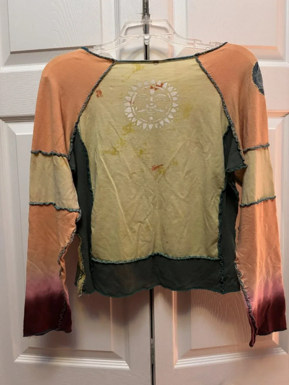 Boho Patchwork Sun Moon Beaded Top Small Art To Wear Fairy Grunge - Picture 4 of 5